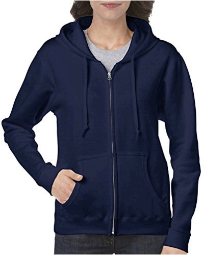 Gildan Women's Full Zip Hooded Sweatshirt, Navy, Large, Navy, Size ...