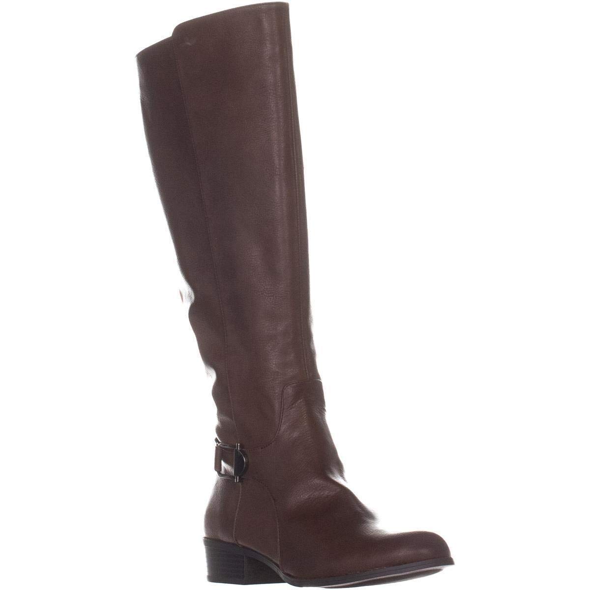 Alfani Women's Briaah Leather Knee-High Riding Boots – Almond Toe, Zip Closure