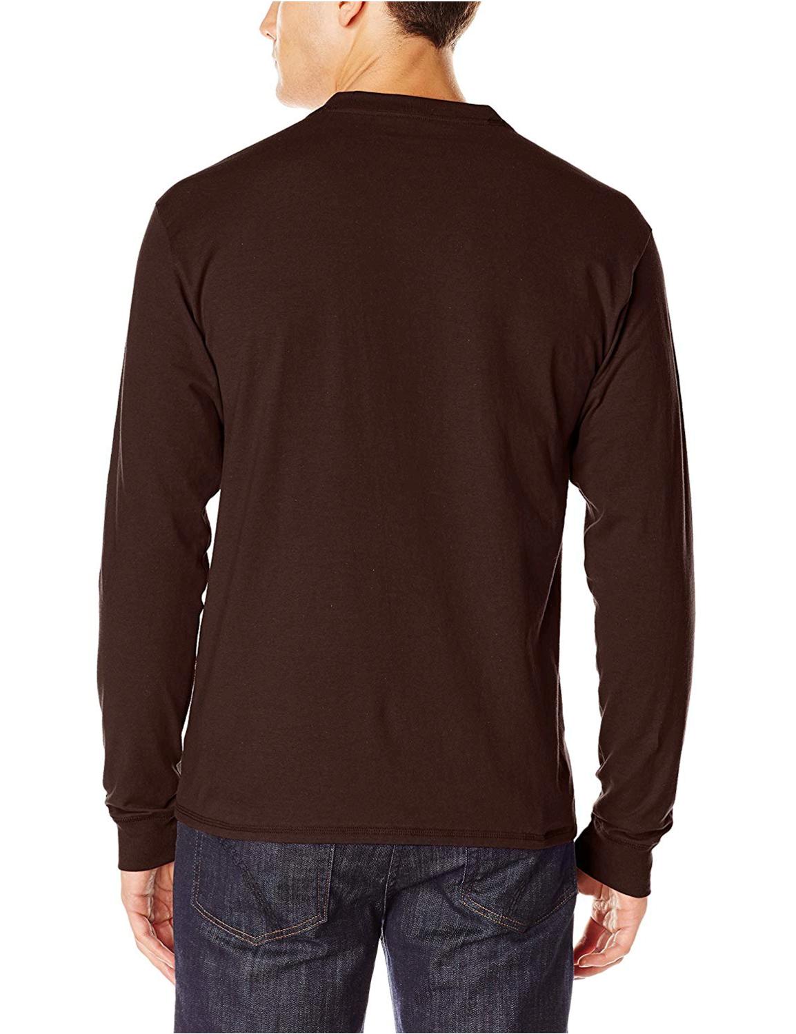 Hanes Men's LongSleeve Beefy Henley TShirt Medium , Dark Truffle