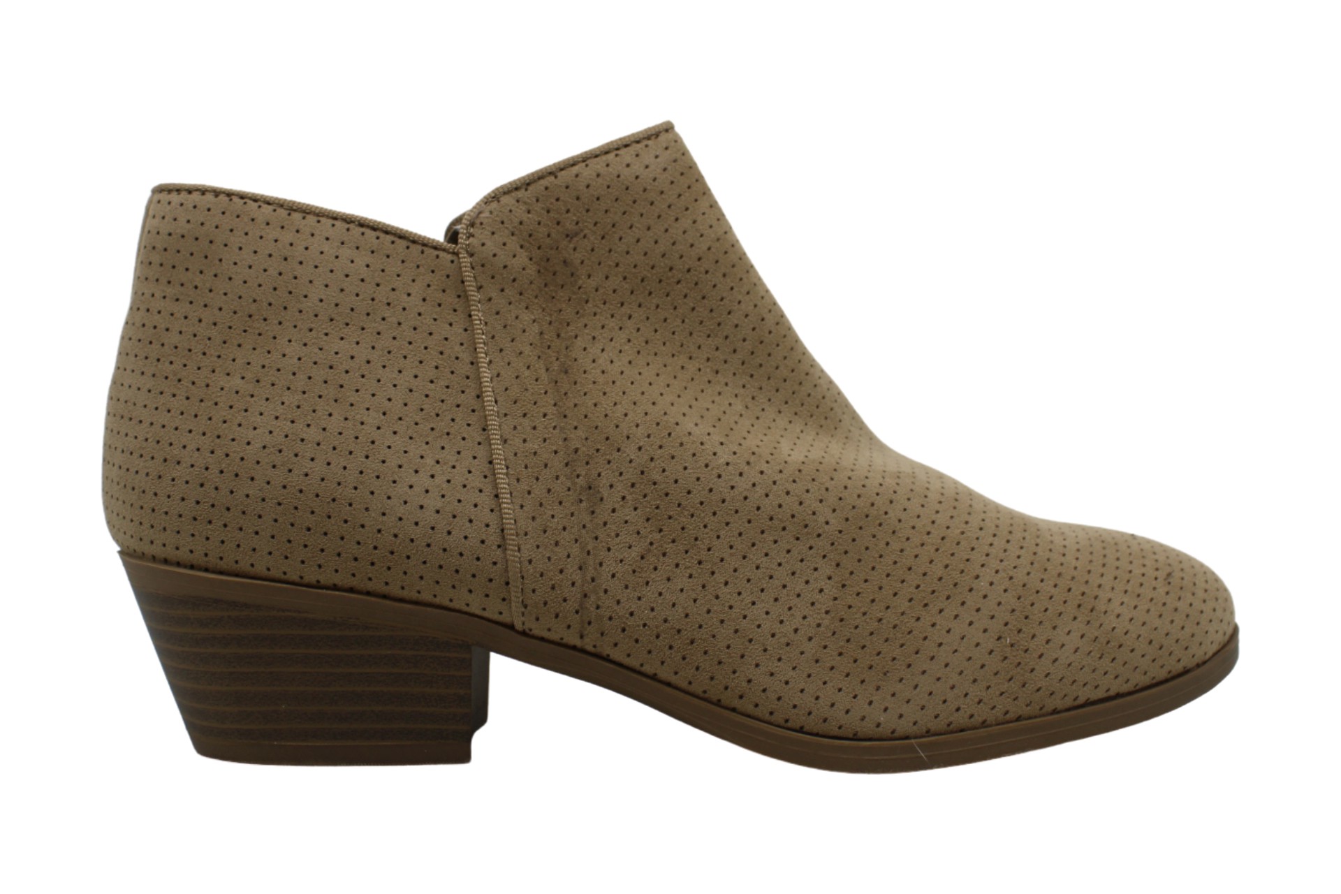 tan perforated booties