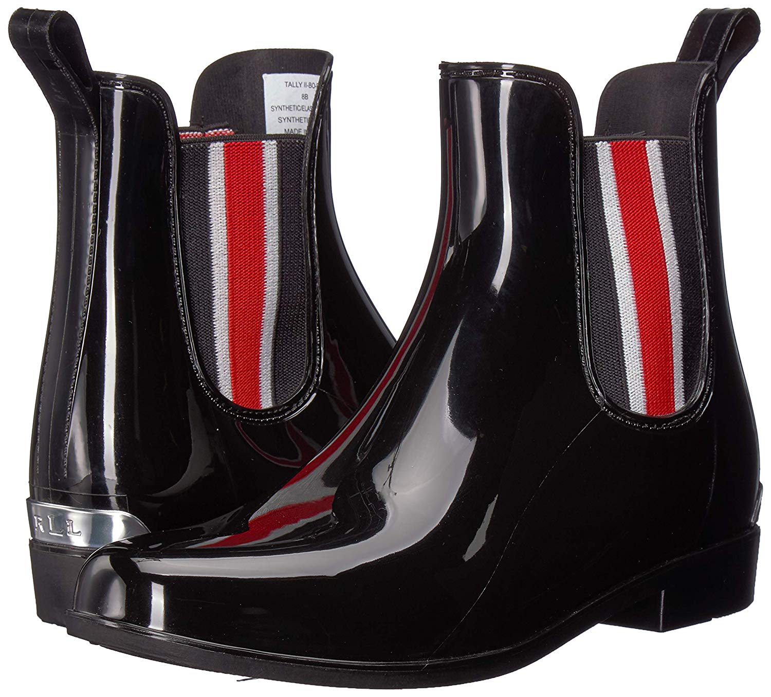 ralph lauren black and red rain boots