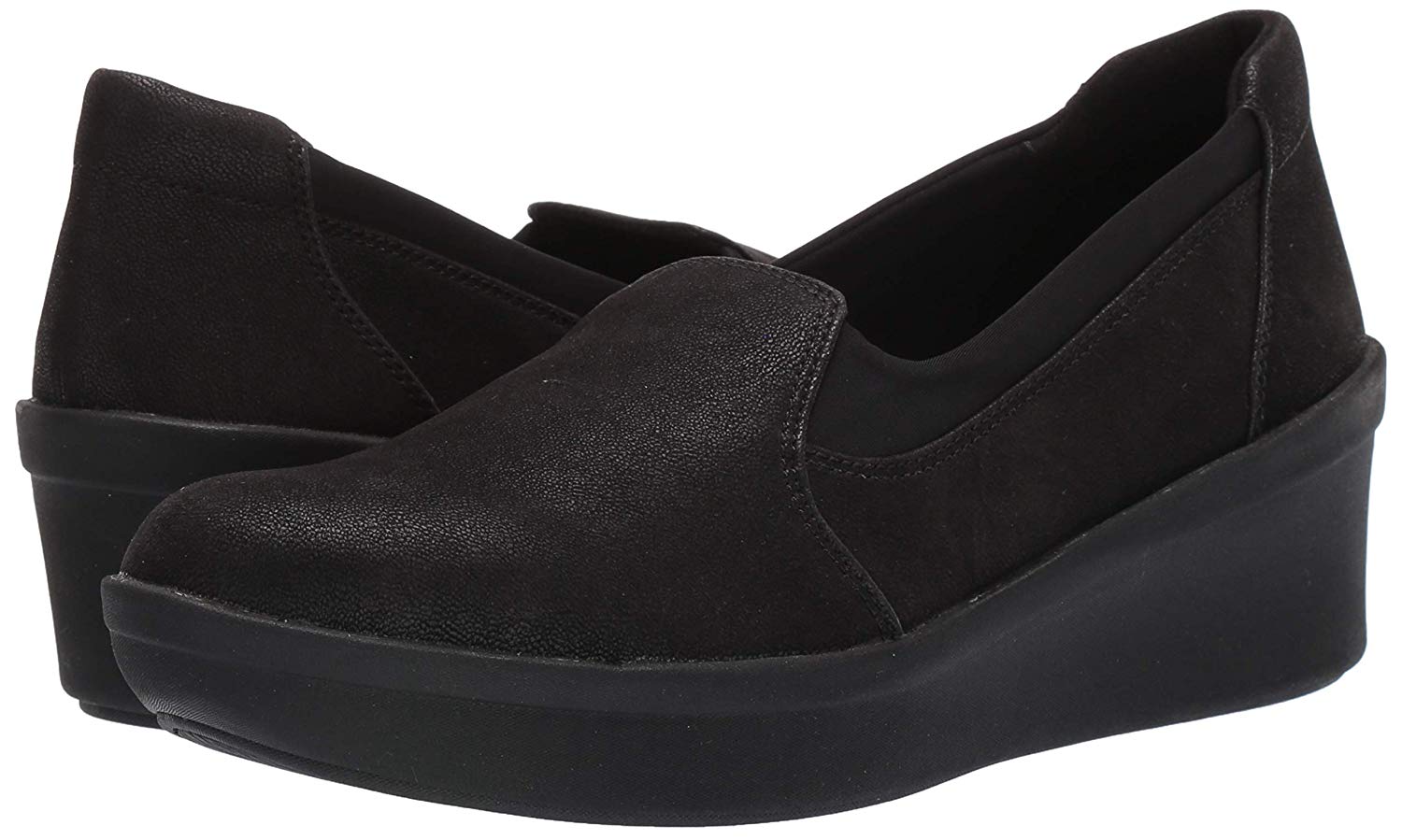 Clarks Womens Step Rose Moon Fabric Almond Toe Loafers, Black Textile ...