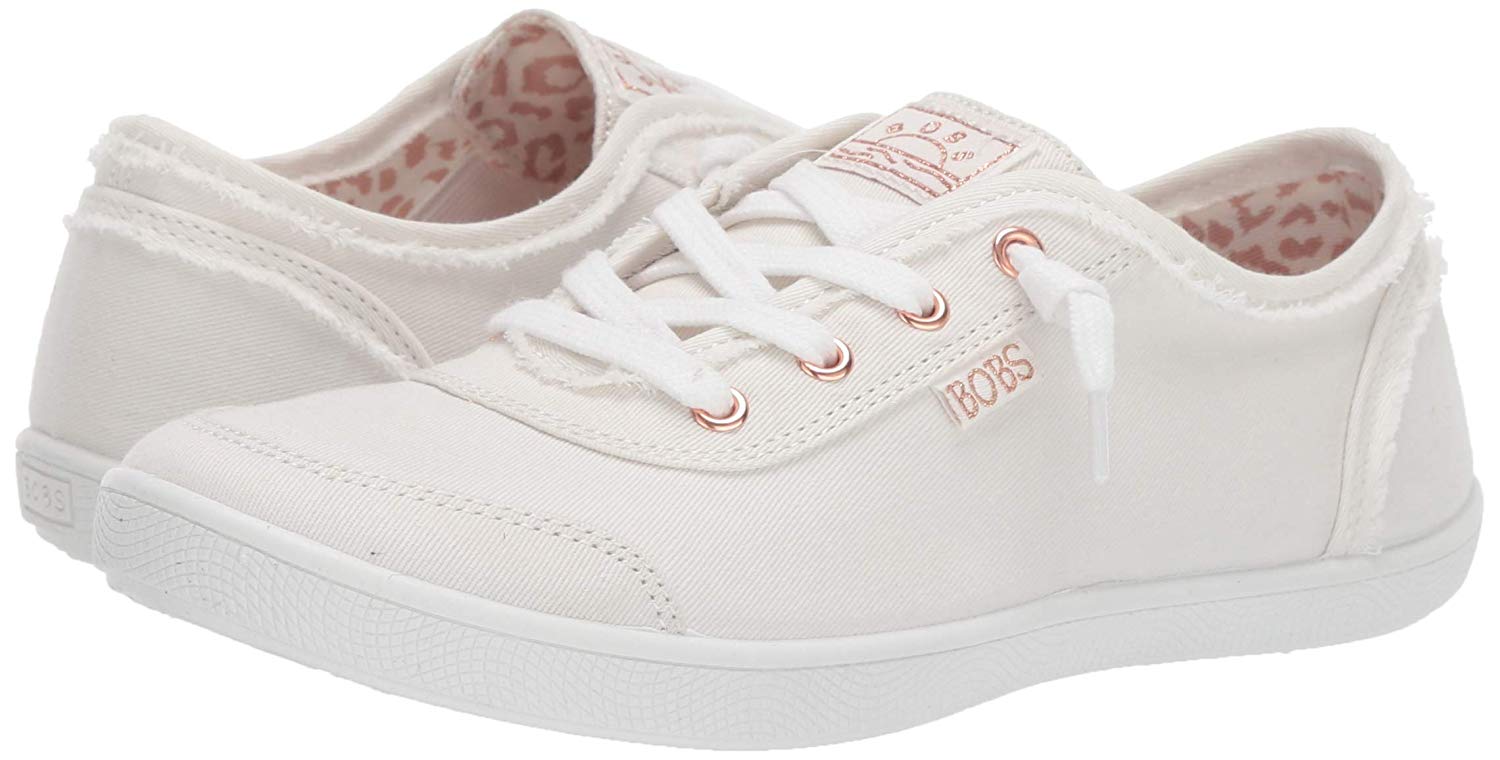 Skechers Womens be cute Fabric Low Top Lace Up Fashion Sneakers, White