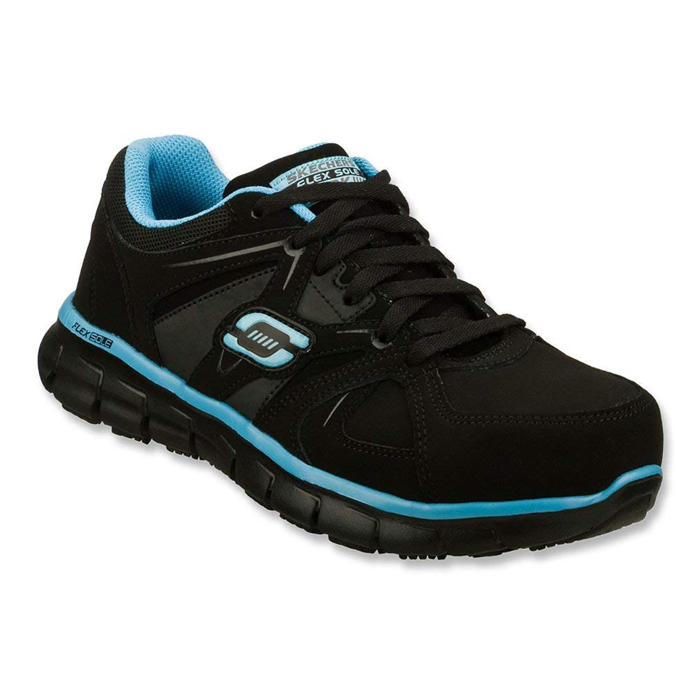 Skechers Womens Work Synergy Low Top Lace Up Baseball, Black/Blue, Size ...