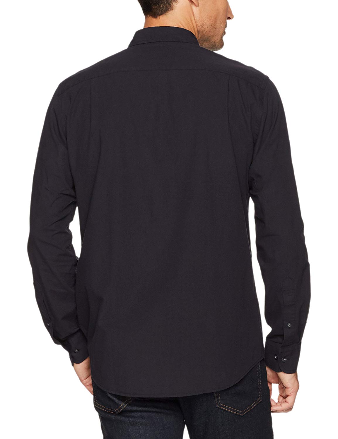 Essentials Men's Regular-Fit Long-Sleeve Solid, Washed Black, Size ...