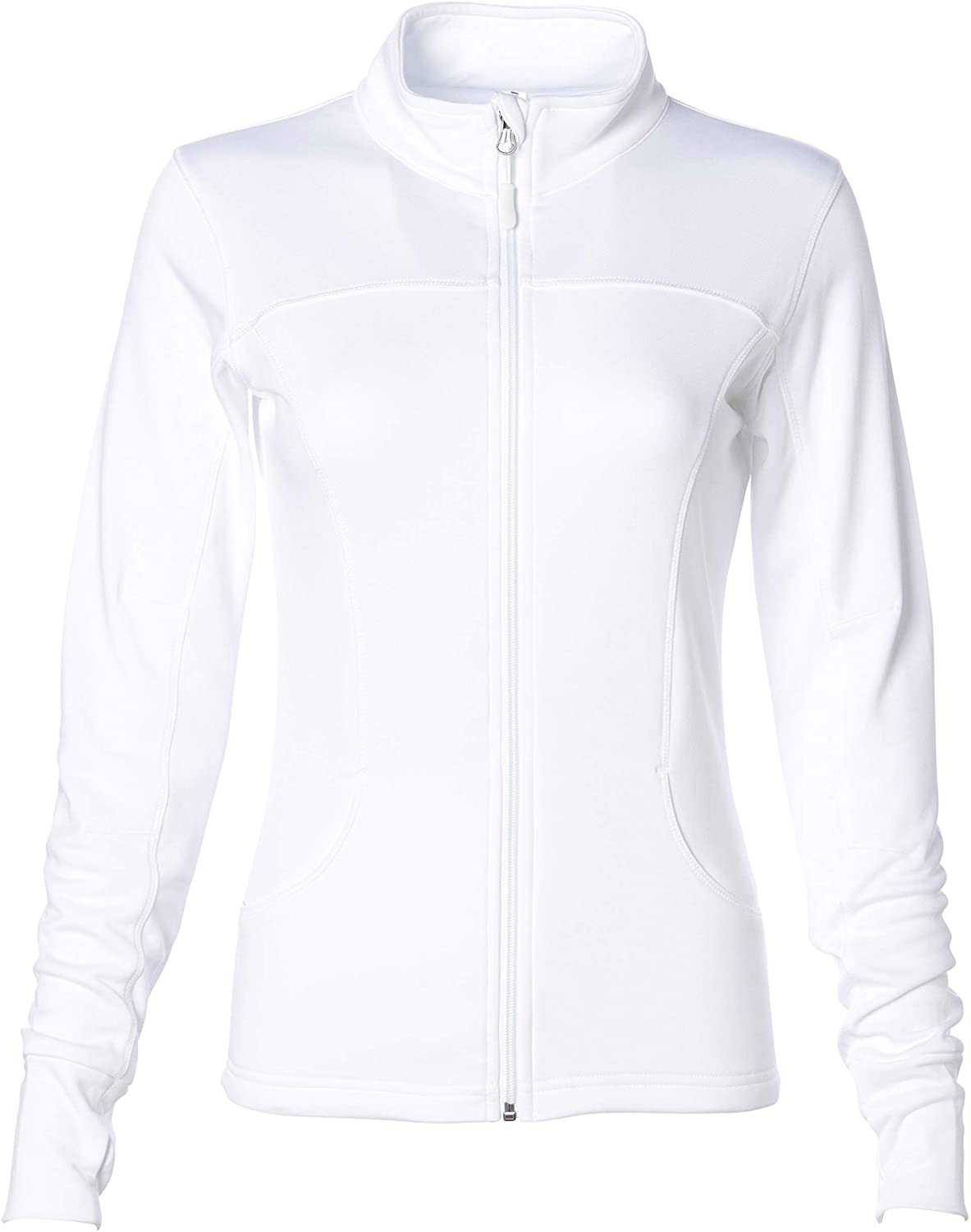 Global Women's Slim Fit Lightweight Full Zip Yoga Workout, White, Size ...