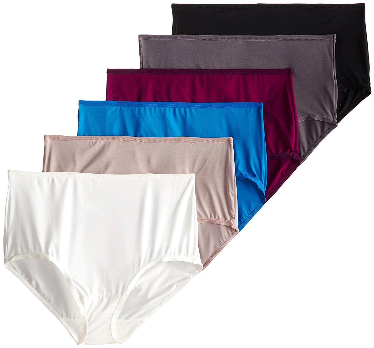 Fruit of the Loom Ladies 6 Pack Microfiber Briefs, Multi, MultiColor ...