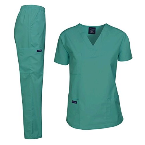 Dagacci Medical Uniform Women's Medical Scrub Set Top, Teal_green, Size ...