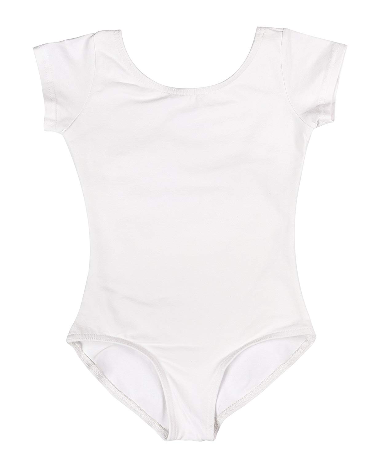 CAOMP Girl's Gymnastics Leotards, Short Sleeve Organic Cotton, White ...