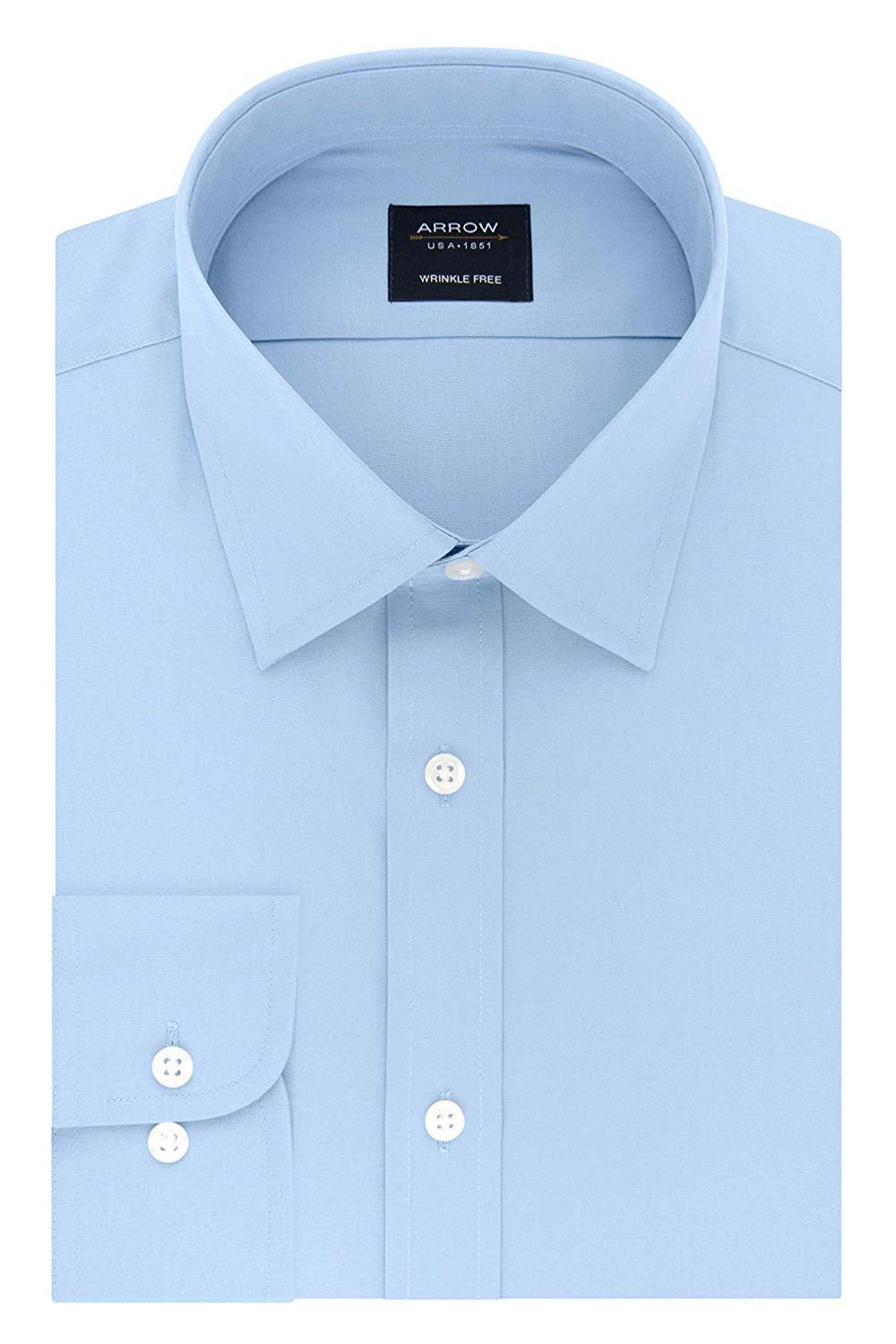 Arrow 1851 Men's Slim Fit Dress Shirt Poplin, Robins Egg Blue,, Blue ...