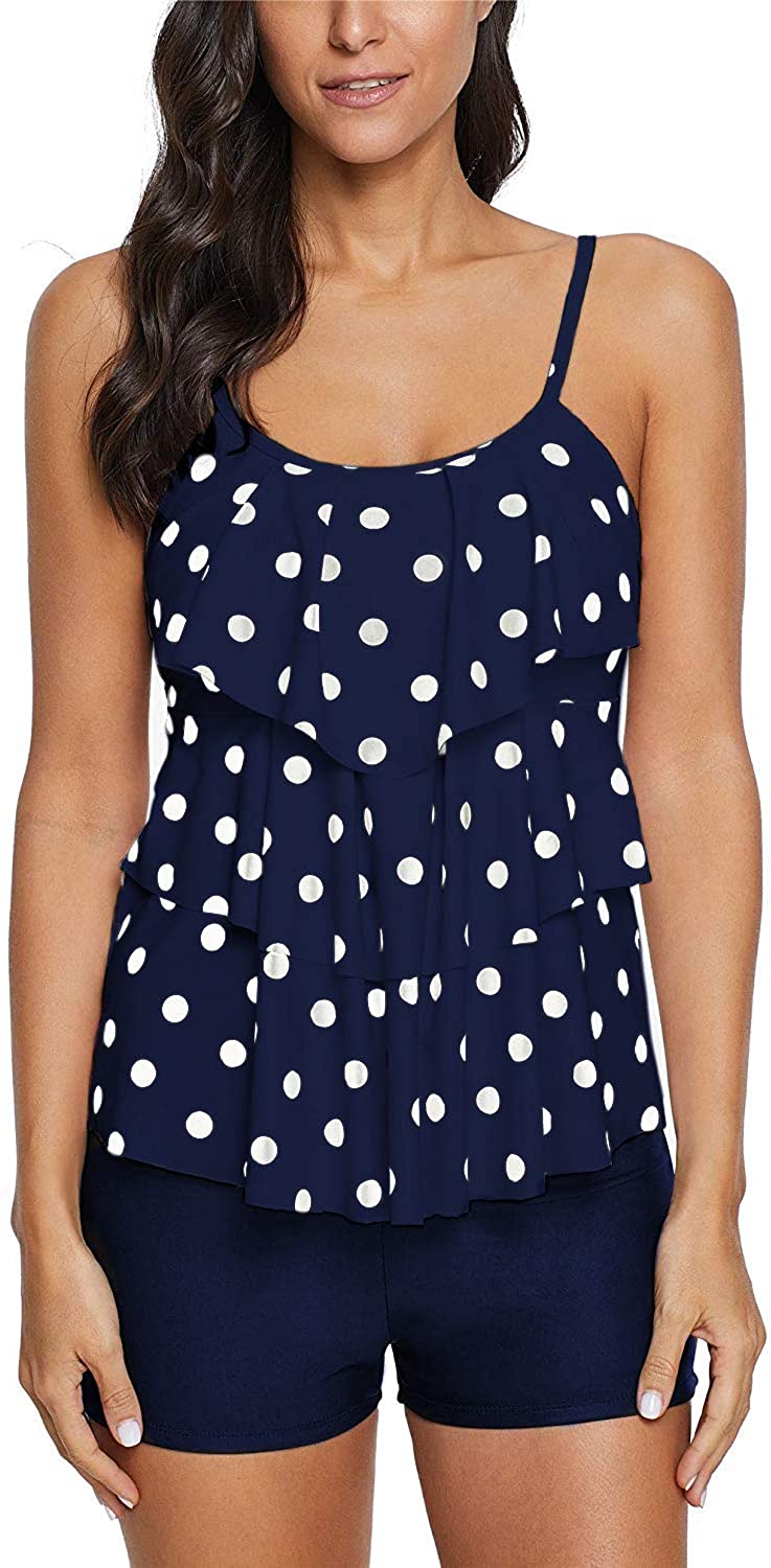 Century Star Swimsuits for Women Flounce Printed Bathing, Blue Dots ...
