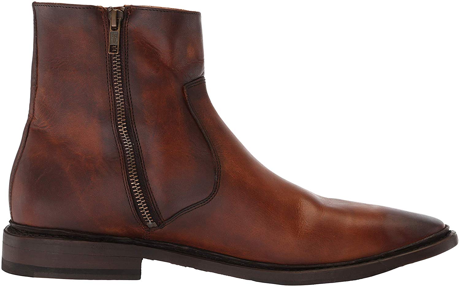 Frye Men's Shoes paul inside zip Leather Closed Toe Ankle, Cognac, Size