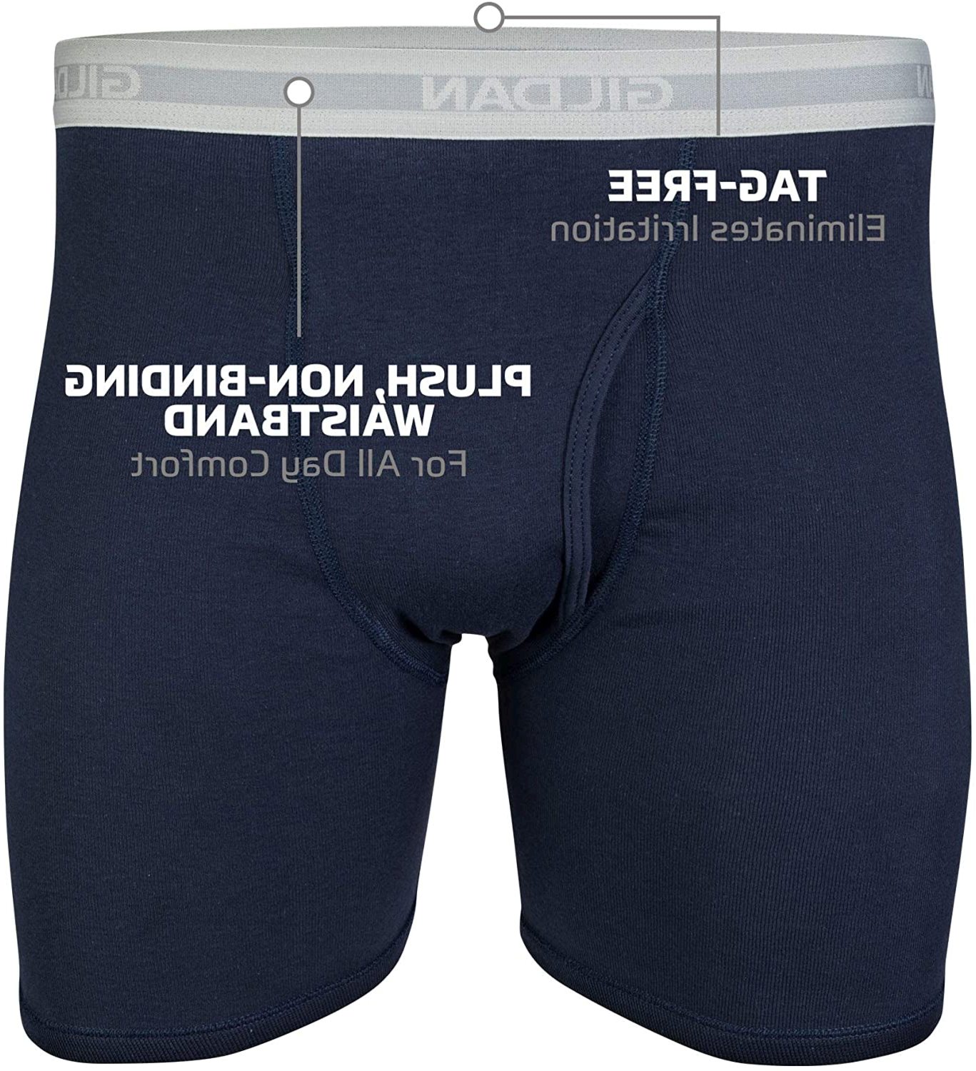 Gildan Men's Regular Leg Boxer Brief 5 Pack, Large, Mixed, Blue, Size ...