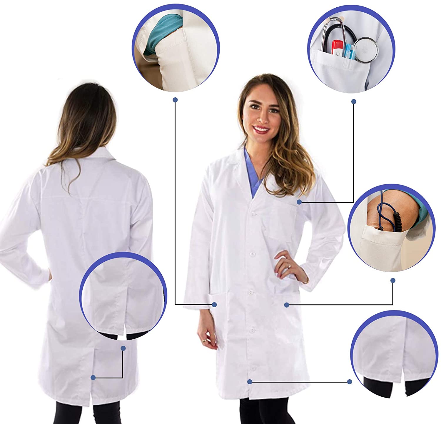 Utopia Wear Professional Lab Coat Women Laboratory Coat, White, Size