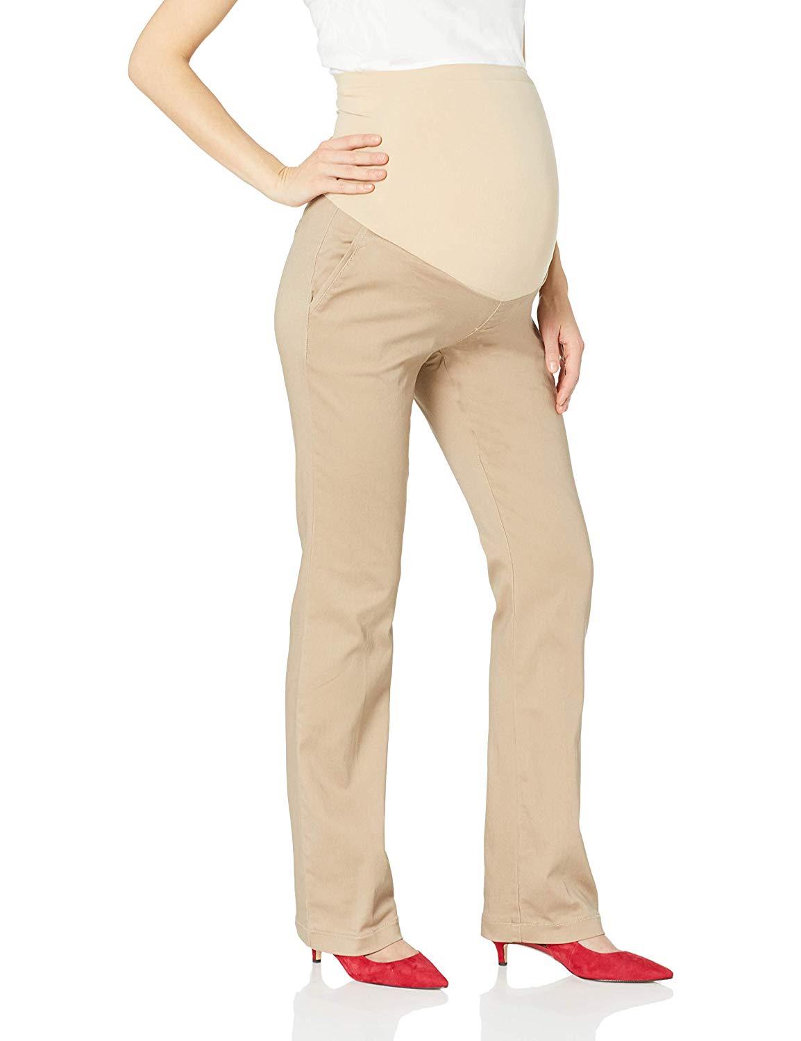 Motherhood Maternity Women's Maternity 5 Pocket Super Soft, Khaki, Size