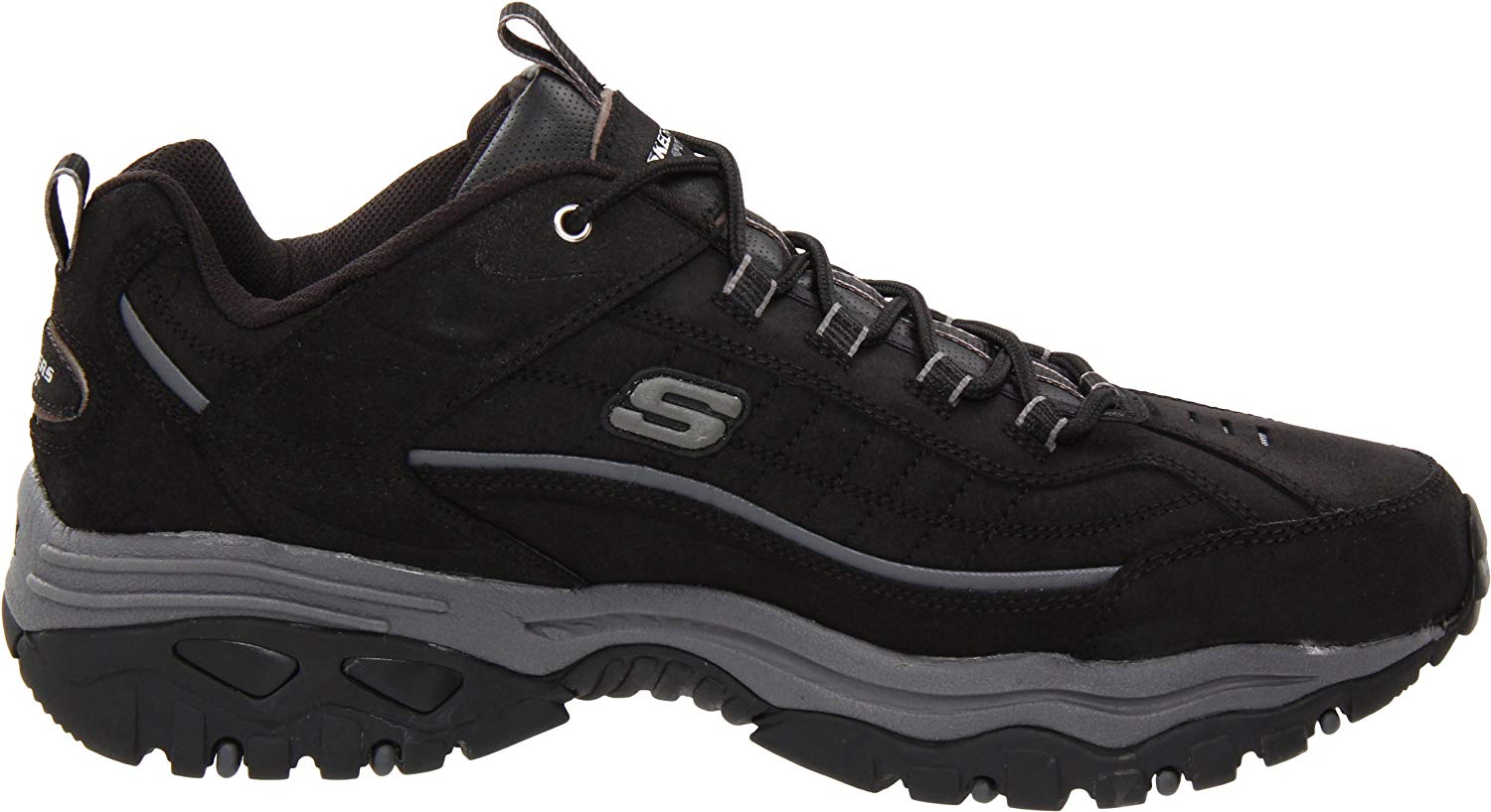 black skechers lace up trainers