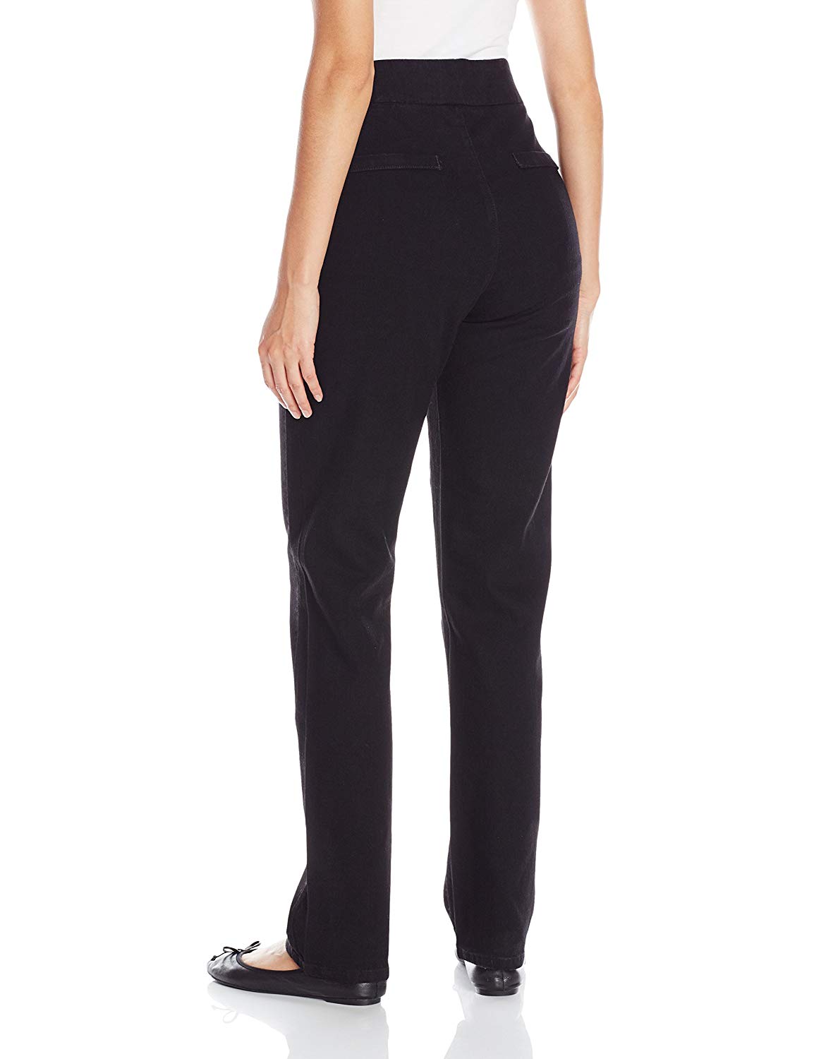 Chic Classic Collection Women's Easy Fit Elastic Waist, Black Denim