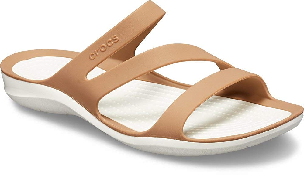 Crocs Womens swiftwater Open Toe Casual Slide Sandals, Bronze/Oyster ...