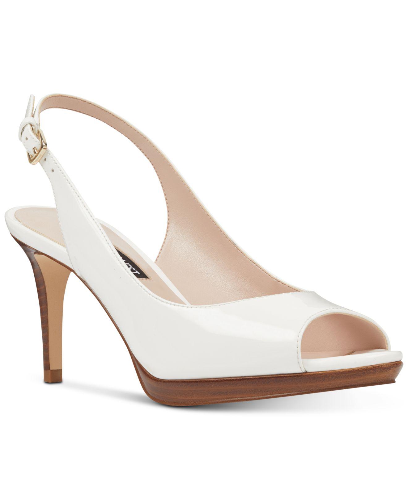 white peep toe slingback heels