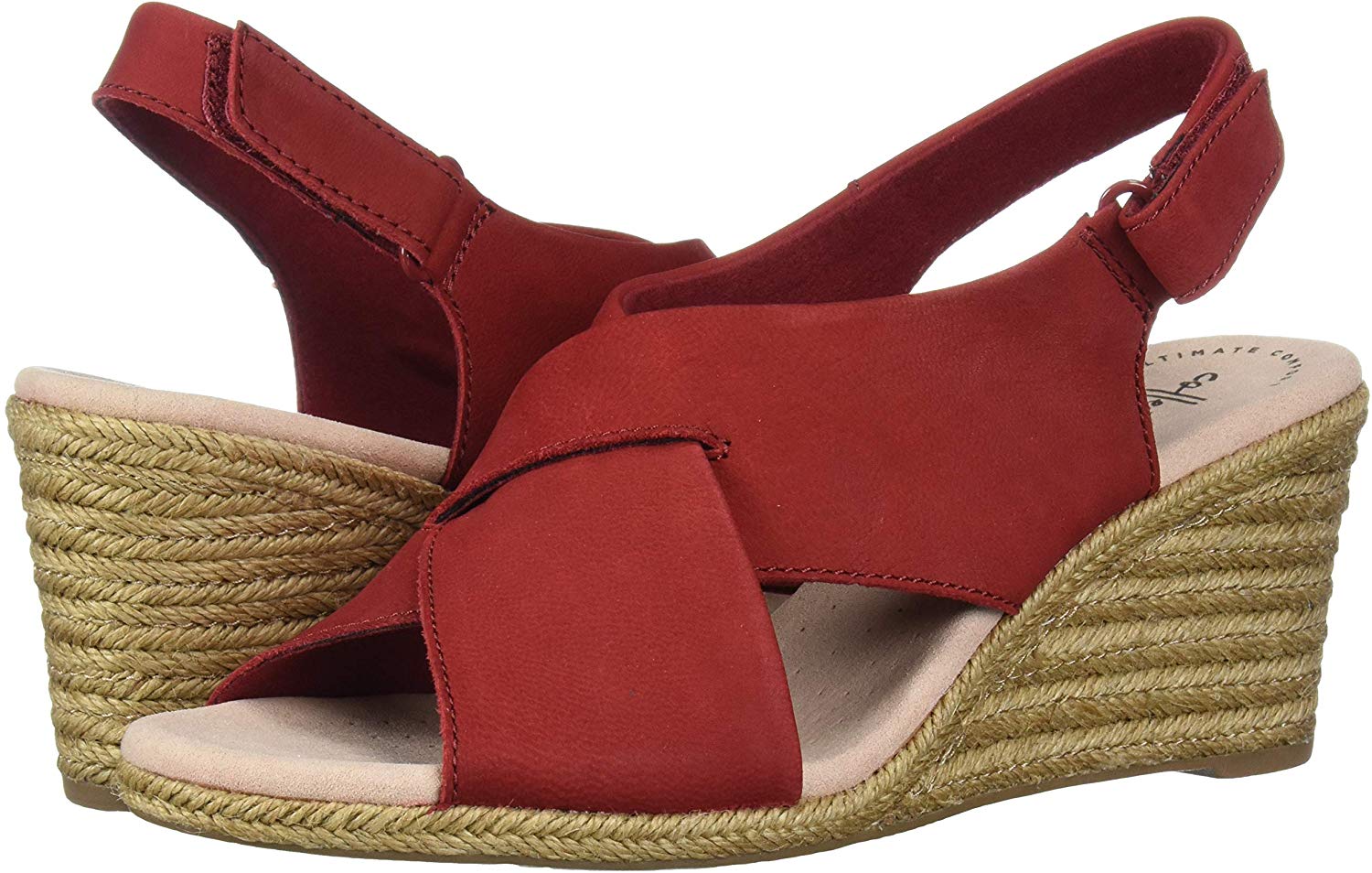 clarks red leather sandals