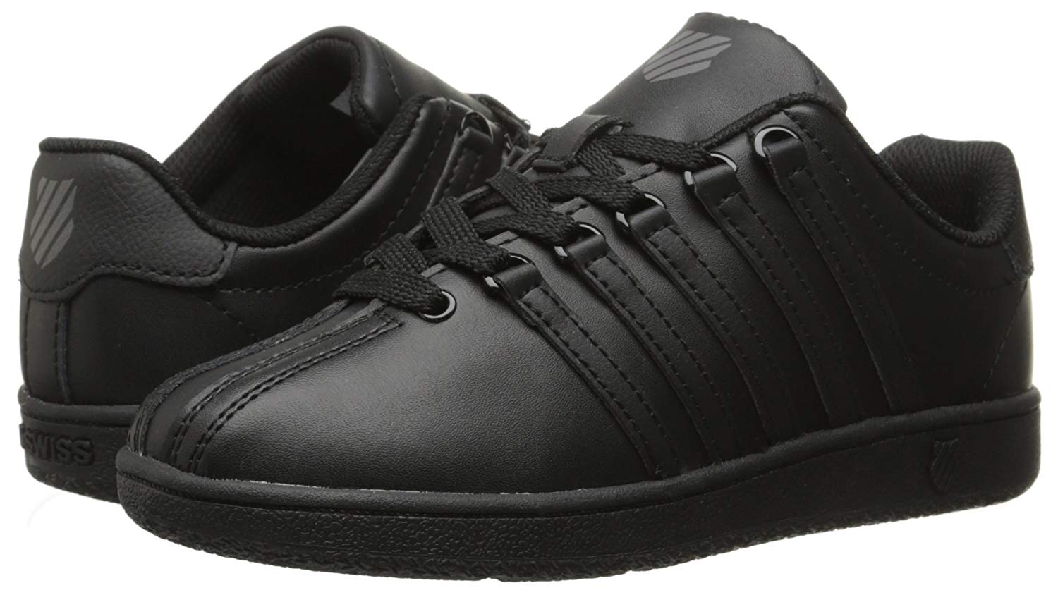 KSwiss Girls classic Low Top Lace Up Walking Shoes, Black/Black, Size