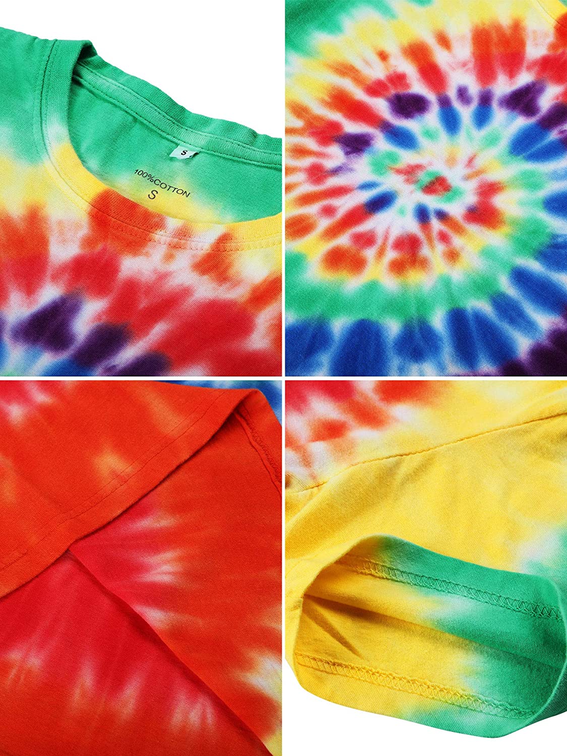 4 Pieces Hippie Costume Set, Include Colorful Tie-Dye, Rainbow, Size ...