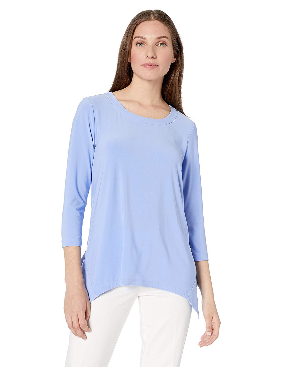 Anne Klein Women's Sharkbite TOP with Sideseam Insets,, High Sky, Size ...