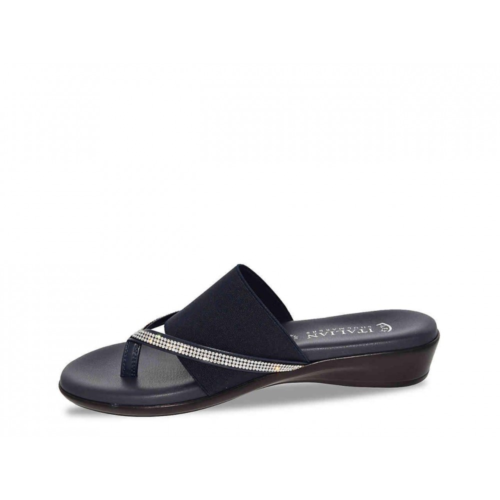 ITALIAN Shoemakers Womens Luxi Open Toe Casual Slide Sandals, Navy ...