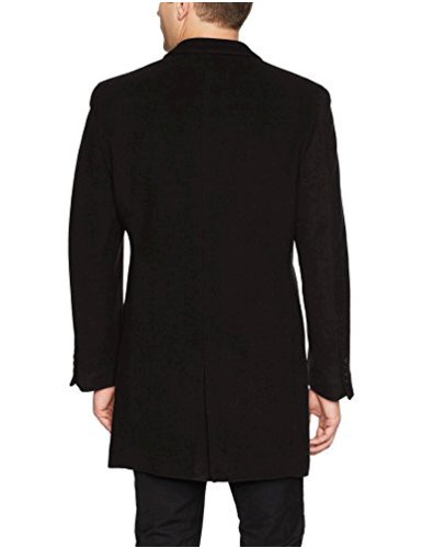 Calvin Klein Men's Slim Fit Wool Blend Overcoat, Black Solid, Size 42 ...