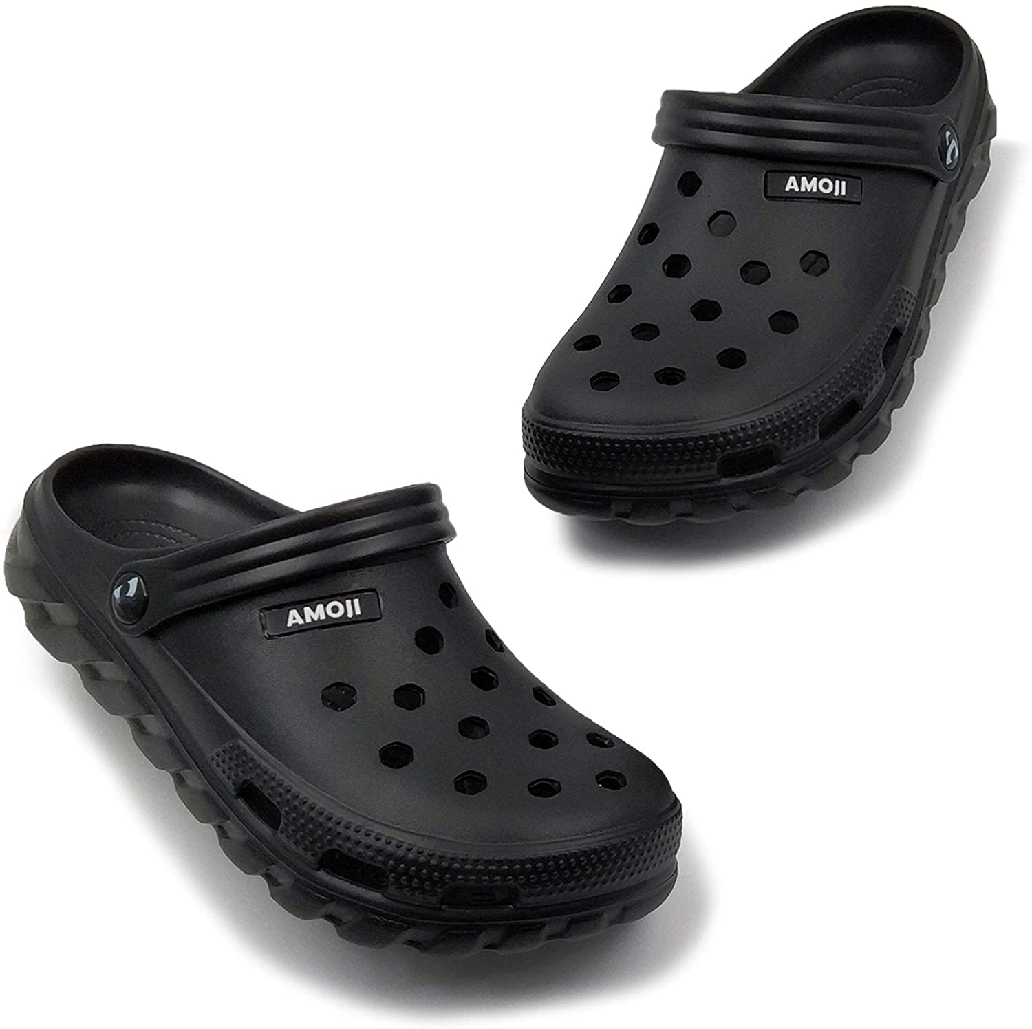 Amoji Unisex Garden Clogs Shoes AM1521, Black, Size c9qp