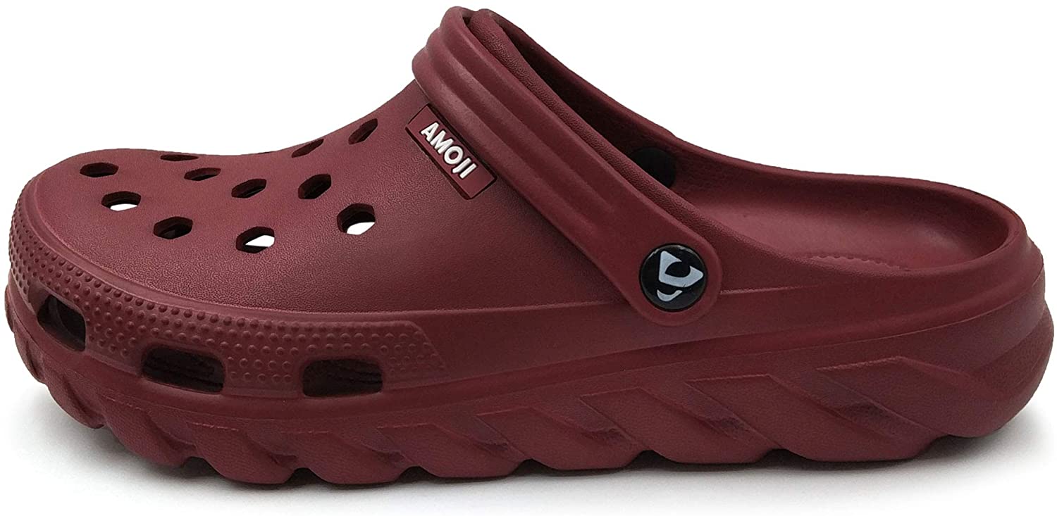 Amoji Unisex Garden Clogs Shoes AM1521, Winered, Size 9.0