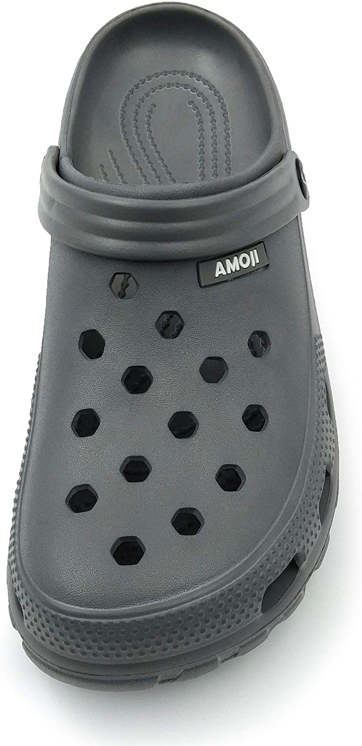 Amoji Unisex Garden Clogs Shoes AM1521, Grey, Size 8.0