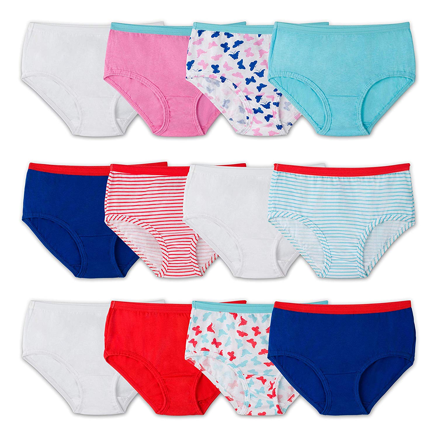 Fruit of the Loom Girls' Big Cotton Brief Underwear, 10, MultiColor