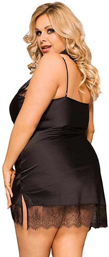 Whoyun Women Satin Nightgowns Chemise Plus Size Black Size Xxx Large 0324