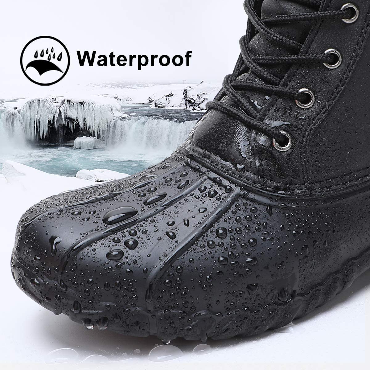 ALEADER Mens Duck Boot | Waterproof Shell | Fur Lined, Ultra Black ...