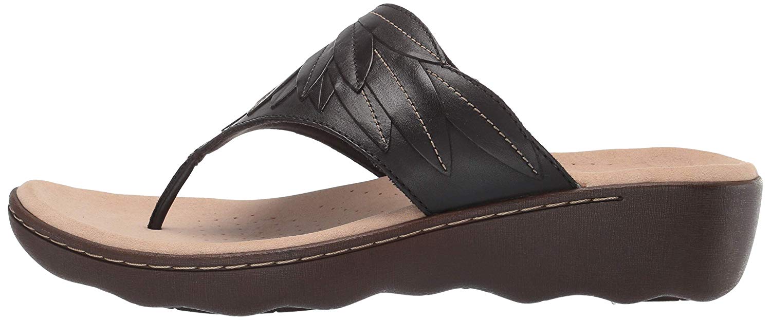CLARKS Women's, Phebe Pearl Thong Sandals., Black Leather, Size 9.0 ...