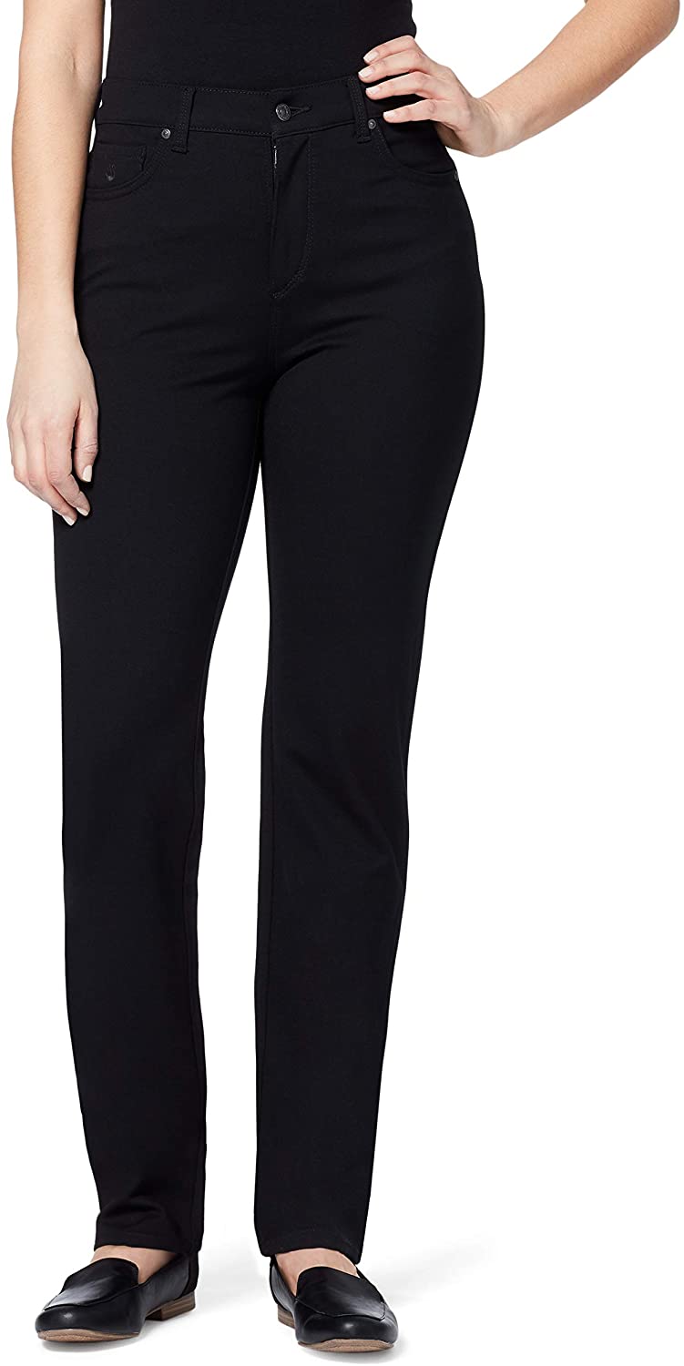 Gloria Vanderbilt Women's Amanda Ponte High Rise Knit Pant, Black, Size ...