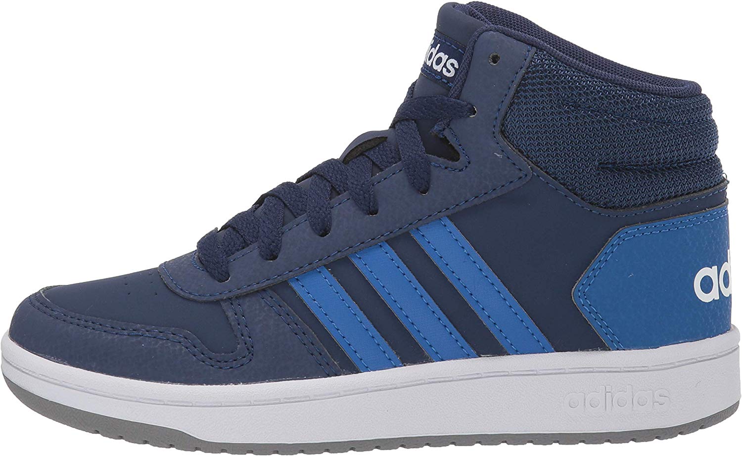 Kids Adidas Boys Hoops Mid 2.0 Leather Low Top, Dark Blue/Blue/White ...