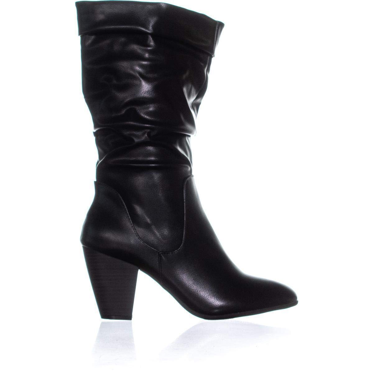 Esprit Oliana Folded Top Block Heel Mid Calf Boots, Black, Black, Size ...