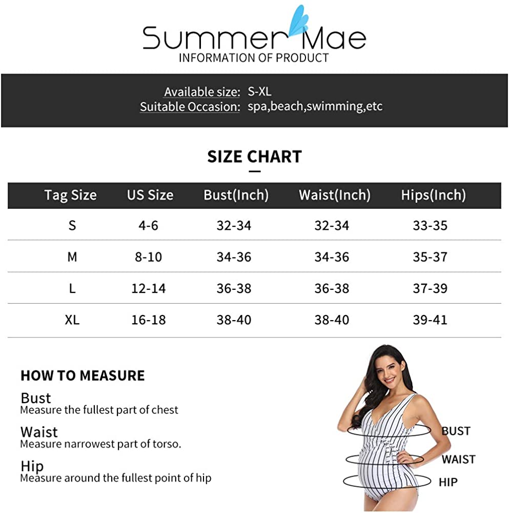 Summer Mae Maternity Swimsuit One Piece Tie Front Bathing, Black, Size ...