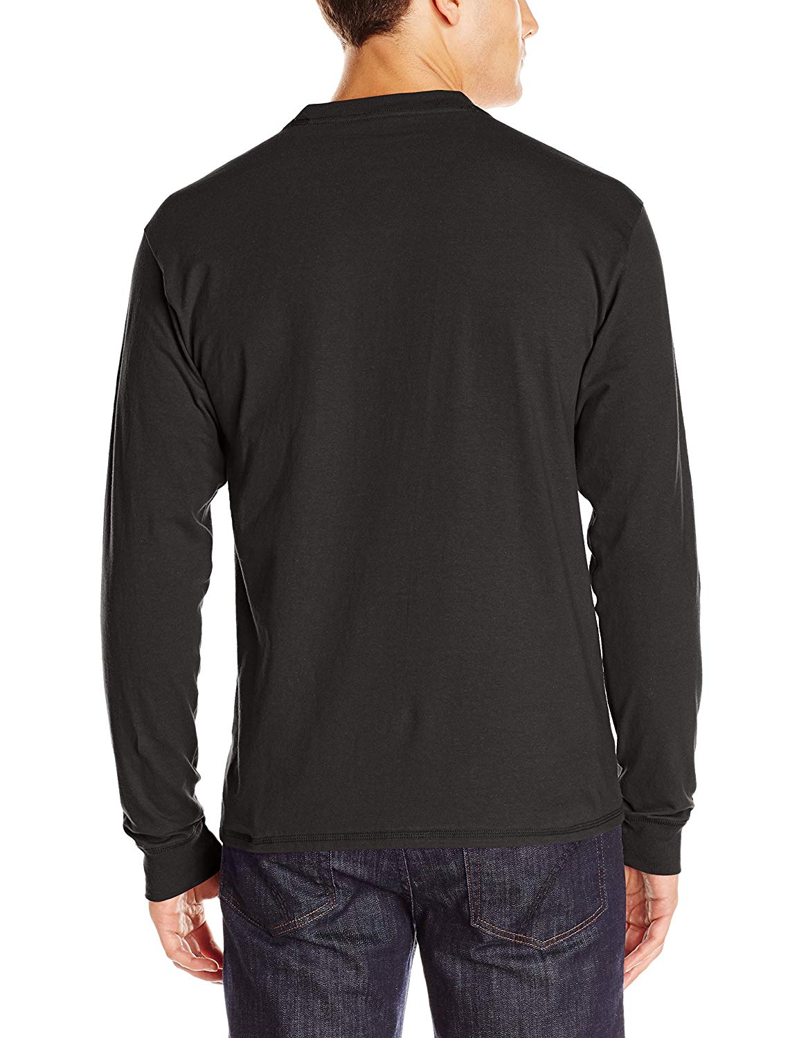 Hanes Men's Long-Sleeve Beefy Henley T-Shirt - X-Large -, Ebony, Size X ...