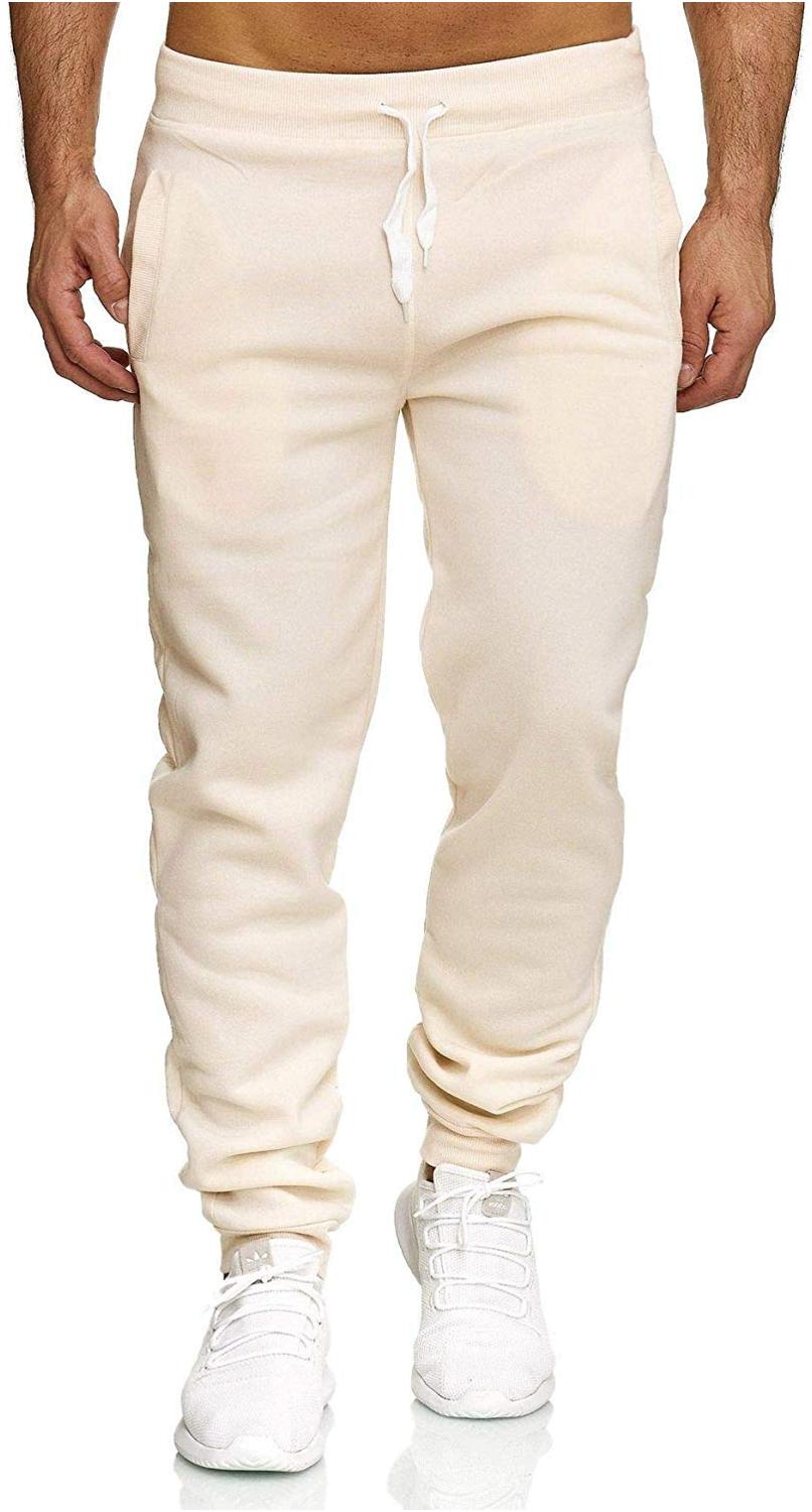 Voncheer Mens Elastic Waist Drawstring, Cream Sweatpants, Size X-Large