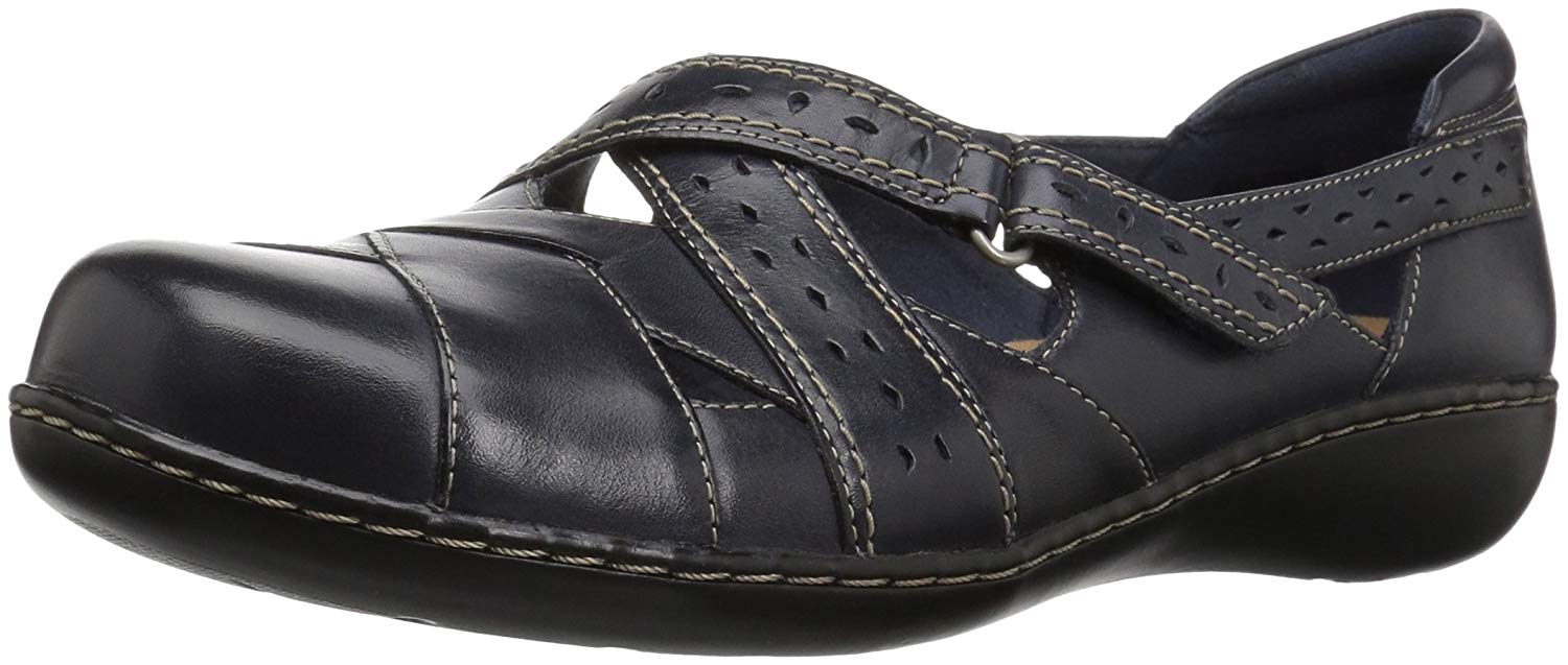 Clarks Womens Ashland Spin Leather Closed Toe Mary Jane Flats, Navy, Size 10.0 I 46734950853 | eBay