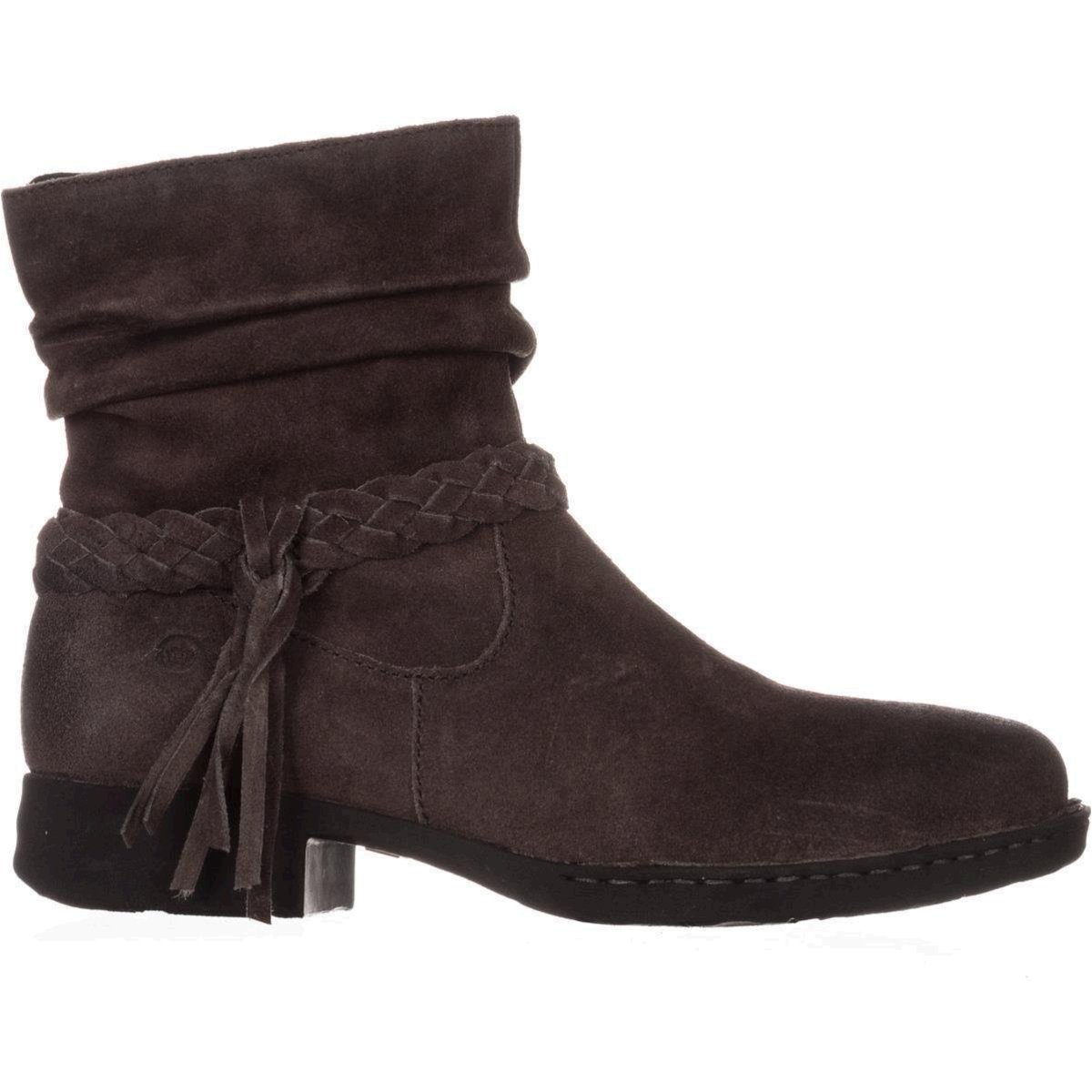 B.O.C Womens Abernath Leather Round Toe Ankle Cowboy Boots, Grey, Size