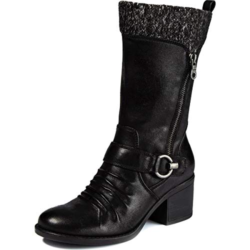 BareTraps Womens Wylla Faux Leather Knit Trim Mid-Calf Boots, Black ...