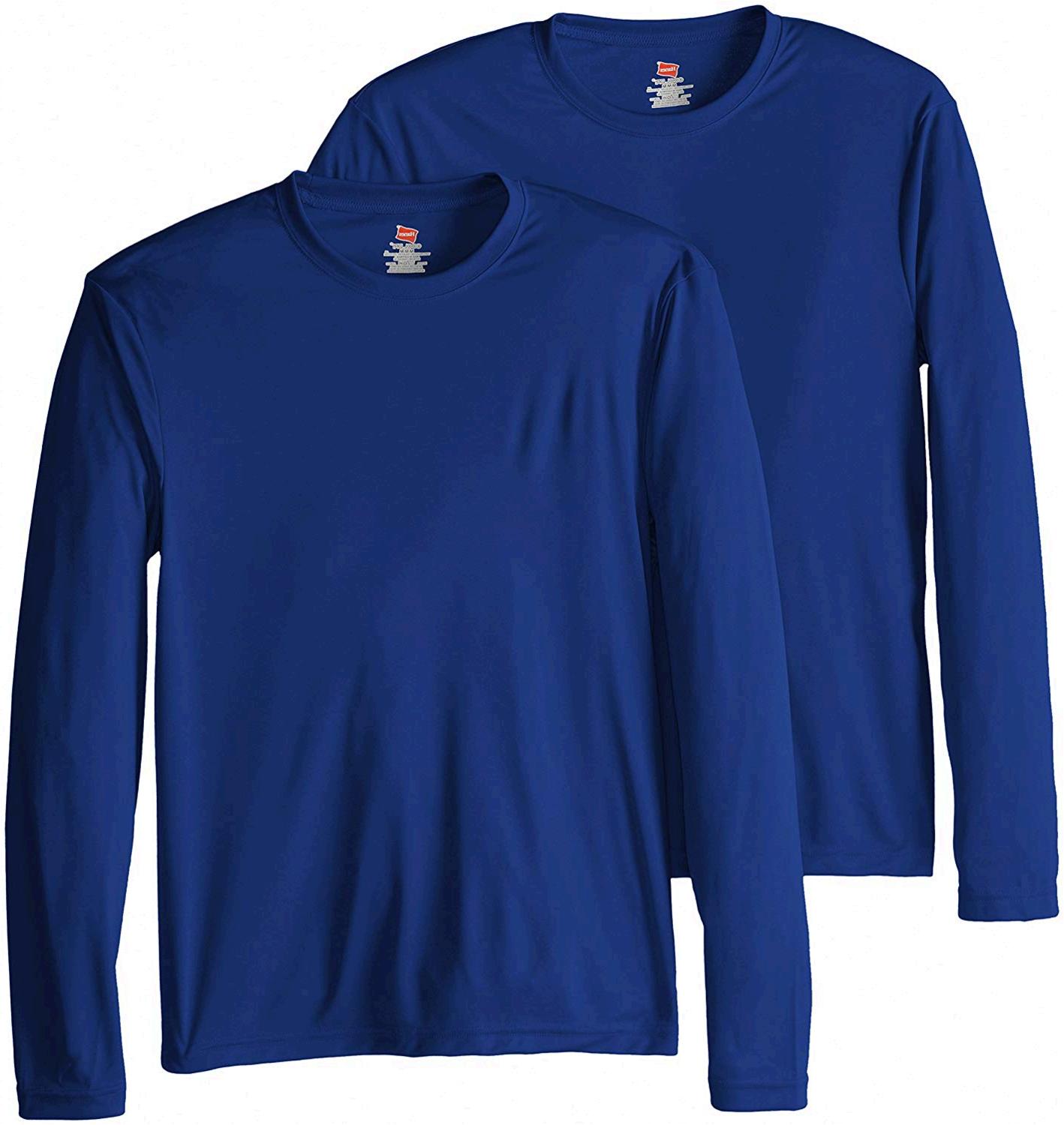Hanes Men's Long Sleeve Cool Dri T-Shirt UPF 50-,, Deep Royal, Size XX ...