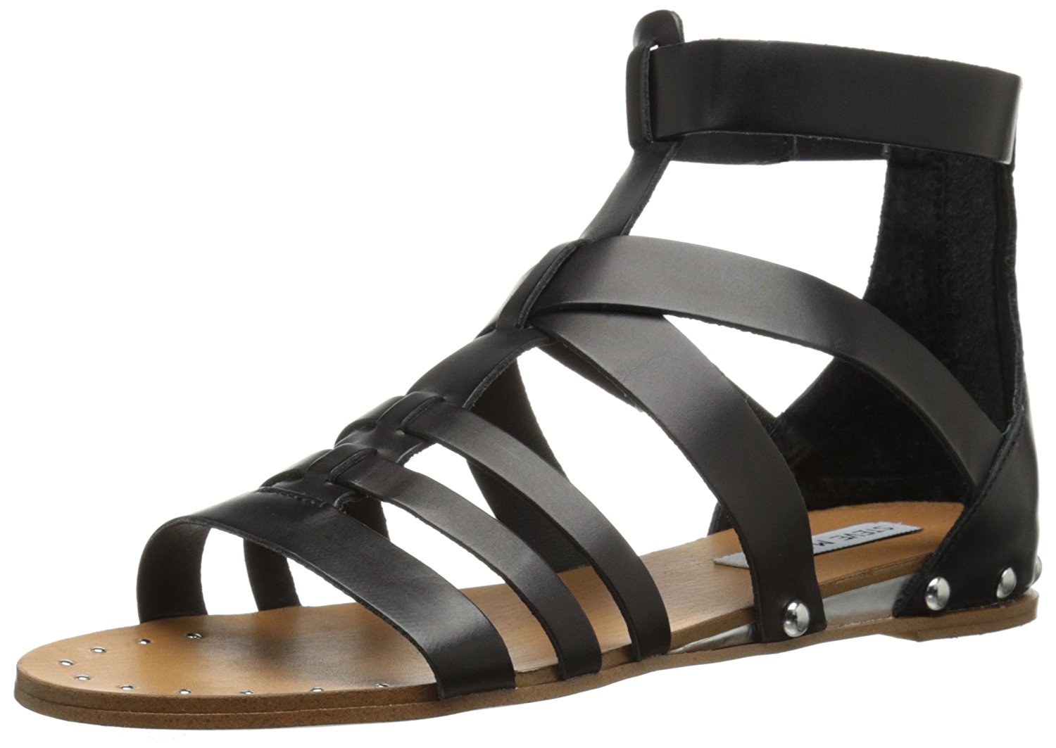 Steve Madden Womens Drastik Leather Open Toe Casual Black Leather Size 55 Steve Madden Womens Drastik Leather Open Toe Casual Black Leather Size 55