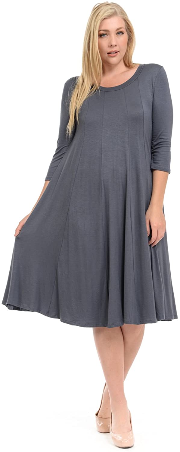 Pastel by Vivienne Women's A-Line Trapeze Midi Dress Plus Size, Cement ...