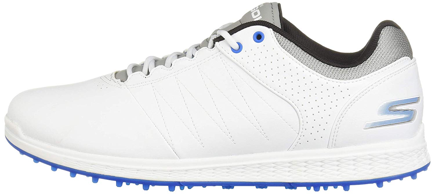 Skechers Men's Pivot Spikeless Golf Shoe, White/Gray/Blue, Size 9.0 ...