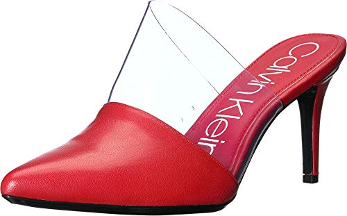 calvin klein graycie clear and leather mules
